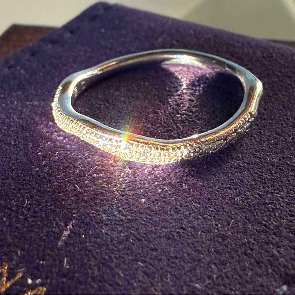 Monica Vinader Riva Diamond Wave Stacking Ring Sterling Silver Size 6